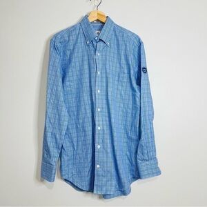 Peter Millar Blue/ White Plaid Nanoluxe Button Up M